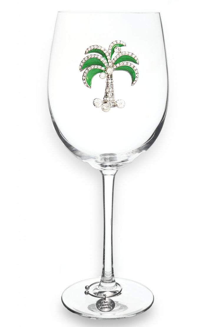 Diamond Palm Tree Wine Glass