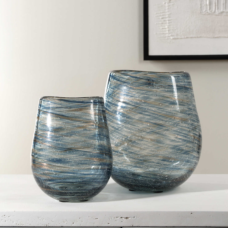 Aurora Swirl Vases, S/2