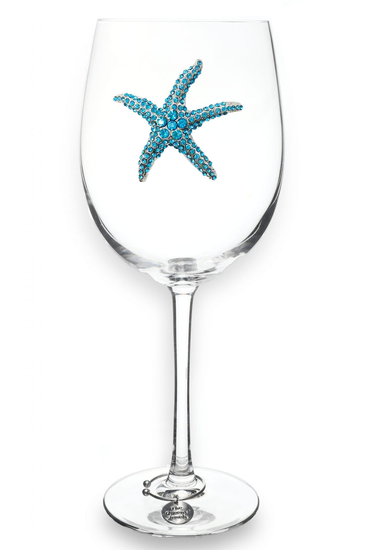 Blue Starfish Wine Glass