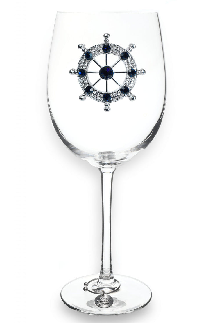 Ships Wheel Wine Glass