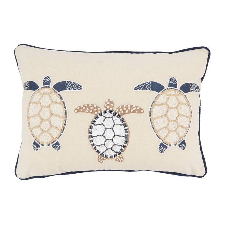 Embroidered Turtles Pillow - Cover