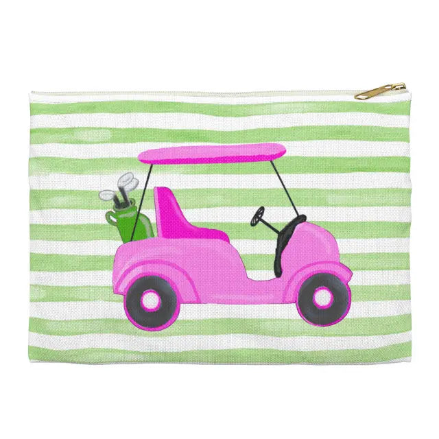 Pink Golf Cart Canvas Pouch