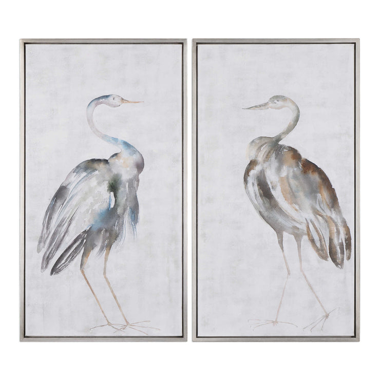 Summer Birds Hand Painted Canvases S/2